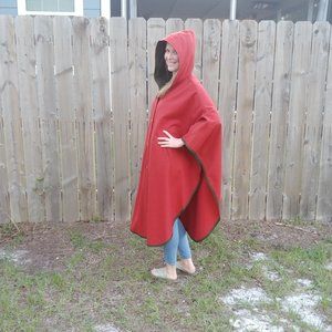 Vintage Austrian Loden 100% Wool Hooded Cape